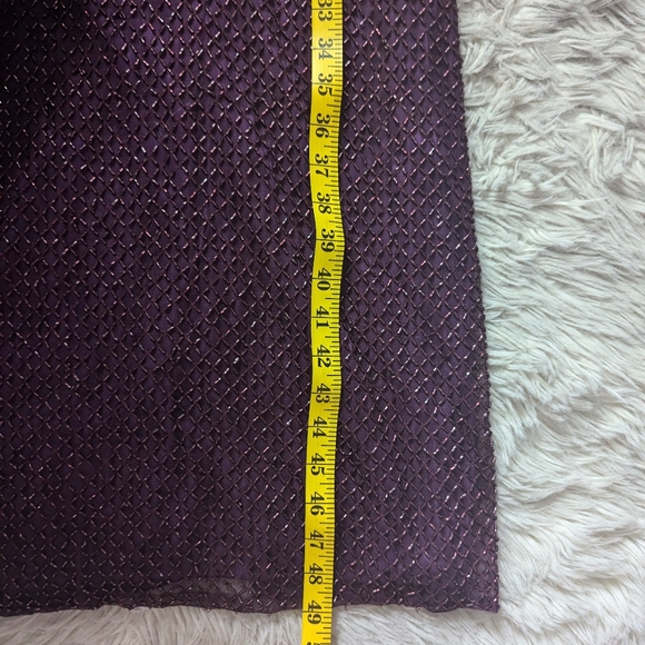 NWT Mac Duggal Long Sleeve Lattice Beaded Cocktail Dress in Aubergine 5530 - Picture 13 of 16